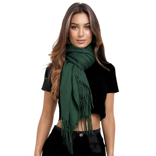 Glamexx24 Schal Damen Winterschal Langer Schal mit Fransen Baumwolle Warm Herbst Winter Unifarben Deckenschal und Tücher 200 x 74 cm von Glamexx24