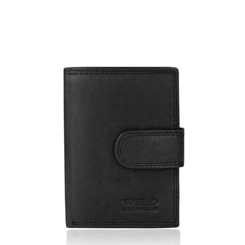 Glamexx24 Slim Wallet mit Münzfach - Kreditkartenetui mit RFID Schutz - Mini Geldbörse Herren & Damen - Portemonnaie klein Portmonee Geldbeutel aus echtem Leder Reißverschluß und Druckknopf von Glamexx24