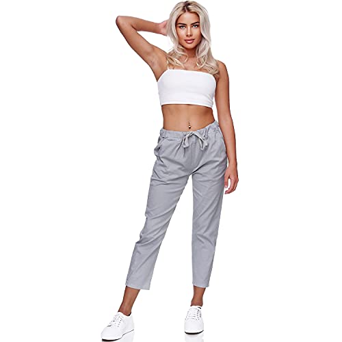 Glamexx24 Sommerhose Damen Leicht Casual Jogginghose: Einfarbig Freizeithose 7/8 Straight Leg Damenhose mit Taschen Capri Pants Strandhose von Glamexx24