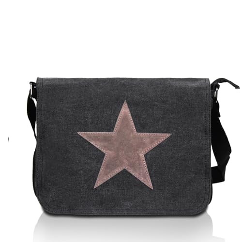 Glamexx24 Tasche Handtaschen Schultertasche Umhängetasche mit Stern Muster Tragetasche Laptoptasche Messenger Bag Herren für Arbeit Freizeit oder Schule (Schwarz, Einheitsgröße) von Glamexx24