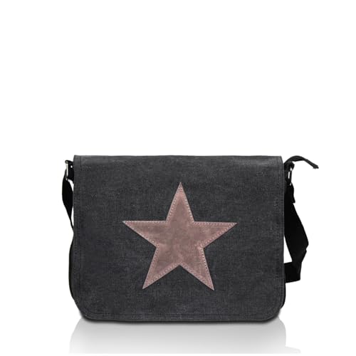Glamexx24 Tasche Handtaschen Schultertasche Umhängetasche mit Stern Muster Tragetasche Laptoptasche Messenger Bag Herren für Arbeit Freizeit oder Schule (Schwarz, Einheitsgröße) von Glamexx24