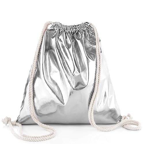 Glamexx24 Turnbeutel Rucksack Gymbag Gym Bag Jutebeutel Sportbeutel beuteltasche in verschiedene Farbe/Design, Silver, Einheitsgröße von Glamexx24