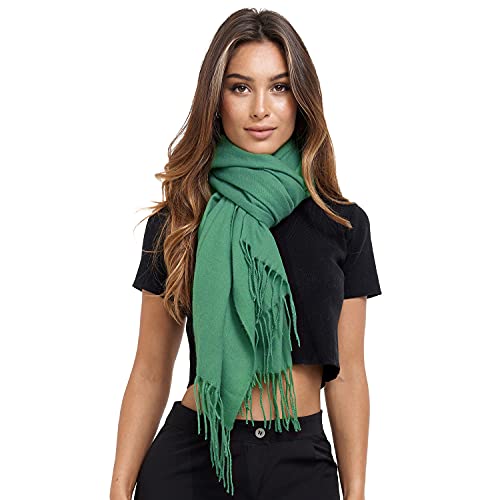 Glamexx24 Schal Damen Winterschal Gefühl Langer Schal mit Fransen Baumwolle Warm Herbst Winter Unifarben Deckenschal und Tücher 200 x 74 cm von Glamexx24