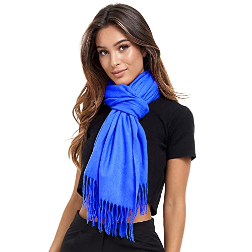 Glamexx24 Schal Damen Winterschal Gefühl Langer Schal mit Fransen Baumwolle Warm Herbst Winter Unifarben Deckenschal und Tücher 200 x 74 cm von Glamexx24