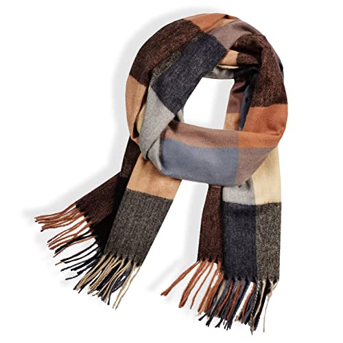 Glamexx24 Schal Damen Winter Kariert Fashion: Damen Winter Schal, Strickset Schal übergroßer Quadratisch Deckenschal Deckenschal Halstuch Streifen Muster Fransen Poncho von Glamexx24