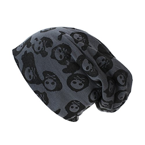 Glamxx24 Klassische Slouch Unisex Long Beanie Mütze Unifarbe - Camouflage - Totenkopf Muster von Glamexx24