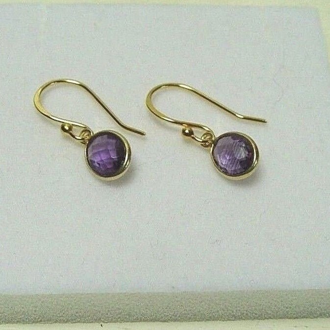 Amethyst Hängeohrringe 24 Karat Gold Vermeil, Februar Geburtsstein von Glamgemtastic