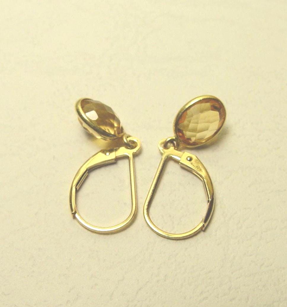 Facettierte Citrin Edelstein Ohrringe 24K Gold Vermeil Brisur von Glamgemtastic