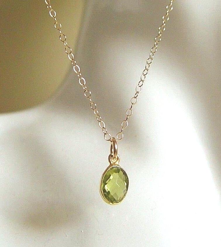 Peridot Edelstein Kette 24K Gold Vermeil, 14K Fill Kette von Glamgemtastic
