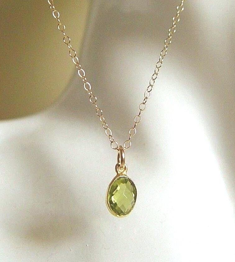 Peridot Edelstein Kette 24K Gold Vermeil, 14K Fill Kette von Glamgemtastic