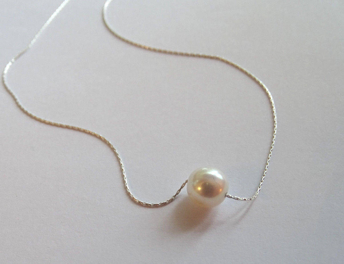 Schwimmende 8 Mm Süßwasserperlenkette Sterling Silber Cardano Kette von Glamgemtastic