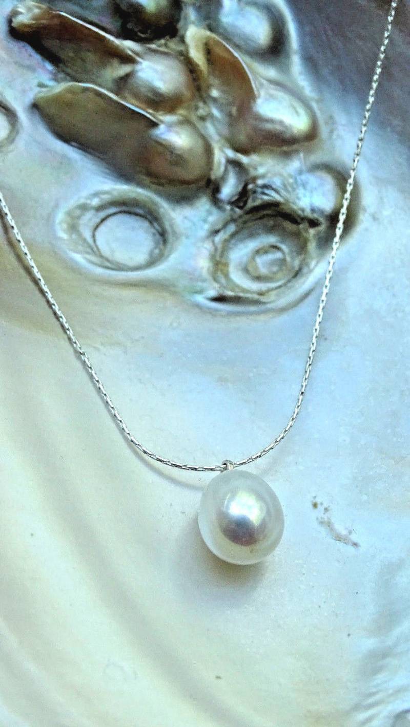 Süßwasser Perle Teardrop Anhänger Halskette Sterling Silber Brautschmuck von Glamgemtastic