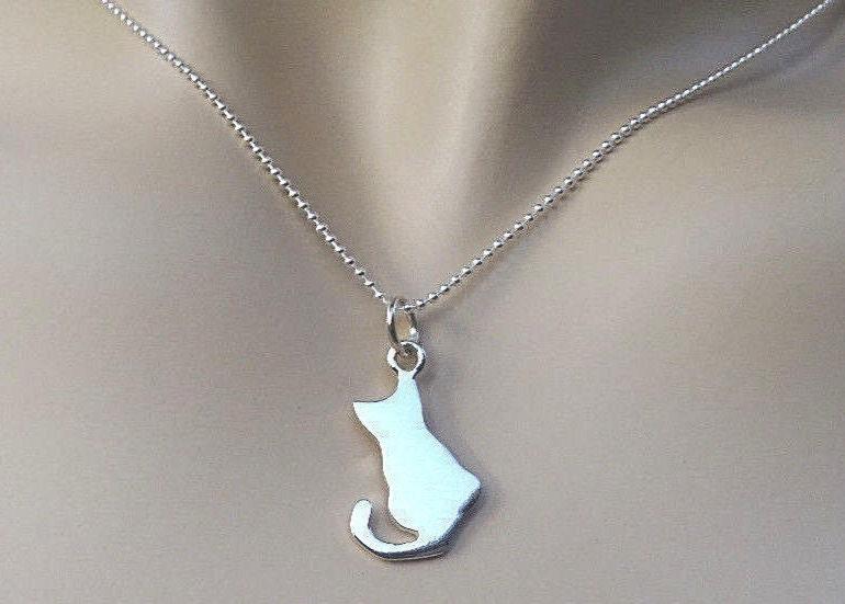 sterling Silber Kätzchen Anhänger Halskette Perlen Kette, Geschenk Boxed von Glamgemtastic