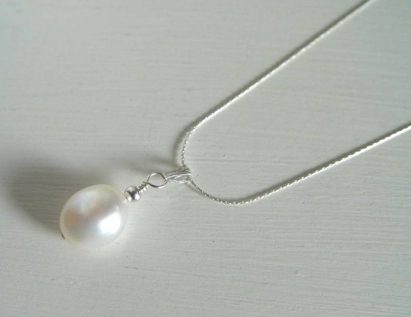 sterling Silber Nugget Perle Anhänger Halskette Cardino Kette von Glamgemtastic