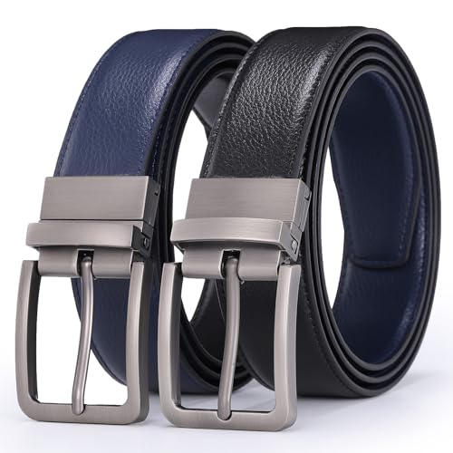 Glamicci Wendbarer Herren-Ledergürtel aus echtem Leder, 33 mm breit, 2-in-1-Gürtel, verstellbarer Gürtelriemen, passend, schwarz / blau, Large: Up to 40'' Waist Trim to adjust Glamicci Wendbarer Herren-Ledergürtel aus echtem Leder, 33 mm breit, 2-in-1-Gürtel, verstellbarer Gürtelriemen, passend, schwarz / blau, Large: Up to 40'' Waist Trim to adjust von Glamicci