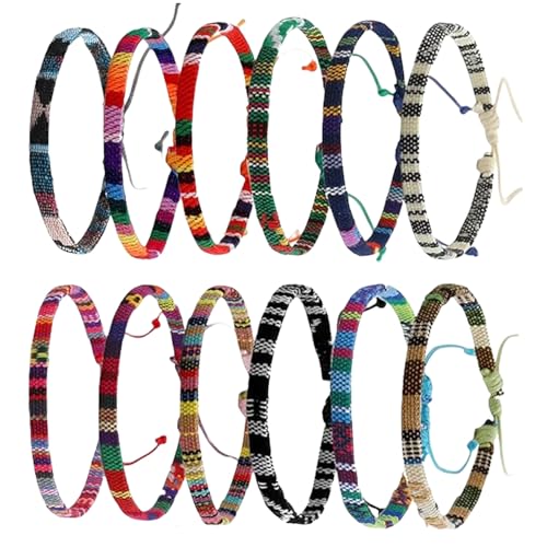 Glamifyr 12 Stück Freundschaftsarmband,Gewebte Armbänder, Handgefertigt Freundschaftsarmbänder,Handgefertigtes Geflochtenes Armband Verstellbar,Freundschaft Multi Farbe Unisex Armband von Glamifyr