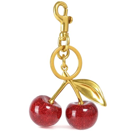 Glamifyr Schlüsselanhänger Kirsche Taschenanhänger, Taschen Anhänger Cherry Charm bag Accessories, Handtaschen Anhänger Kirschen Anhänger Modischer Taschen- oder Schlüssel-Accessoire für handtaschen von Glamifyr