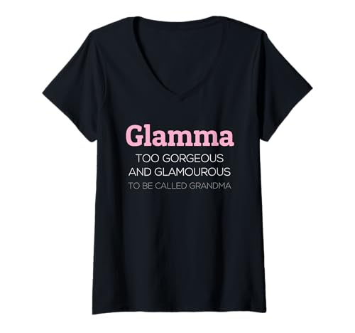 Damen Glamma Young Gorgeous and Glamorous Grandmother Grandma T-Shirt mit V-Ausschnitt von Glamma Young Gorgeous And Glamorous Grandma Gifts