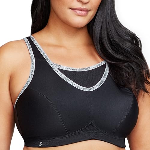 Glamorise Große Größen Plusgröße Bustier Sport-BH mit bestem Halt ohne Bügel Nr. 1066, Schwarz, 110G von Glamorise