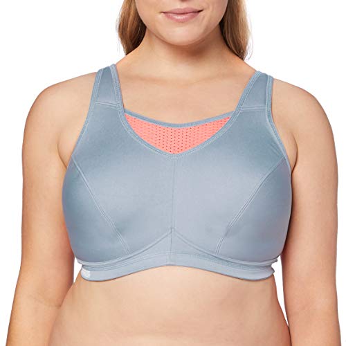 Große Größen Plusgröße Bustier Elite Sport-BH mit bestem Halt ohne Bügel Nr. 1067, Grau/Koralle, 115H von Glamorise