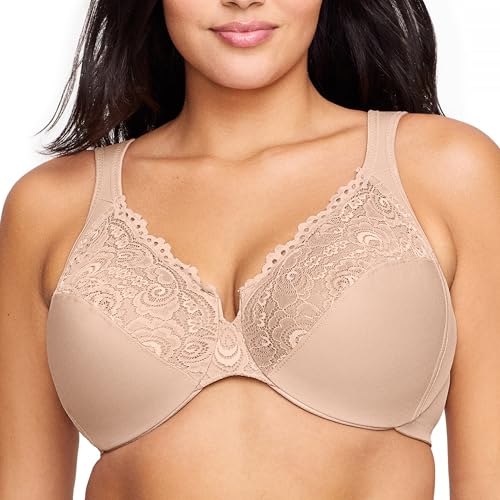 Glamorise Damen Tief Geschnittener Wonderwire Spitzen Bügel #1240 BH, Haut, 95B von Glamorise