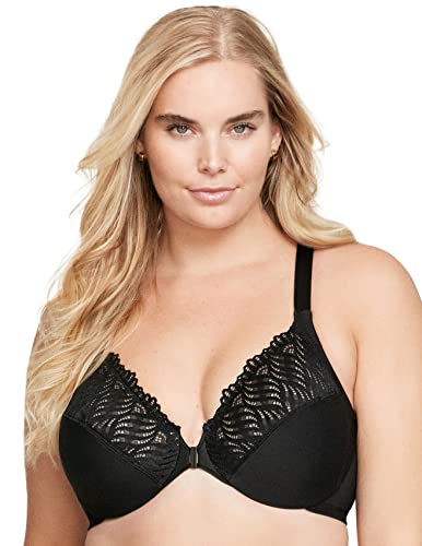 Große Größen Plusgröße WonderWire-Vorderverschluss-BH mit T-Rücken und Bügel Nr. 1246, Schwarz, 95G von Glamorise