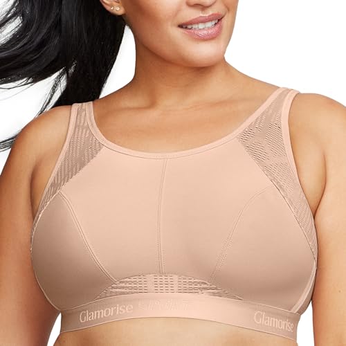 Große Größen Plusgröße Atmungsaktiver Mesh-Sport-BH ohne Bügel Nr. 1068, Haut, 105G von Glamorise