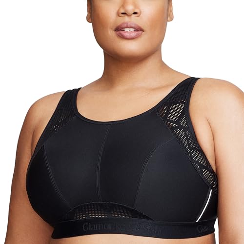 Große Größen Plusgröße Atmungsaktiver Mesh-Sport-BH ohne Bügel Nr. 1068, Schwarz, 100G von Glamorise