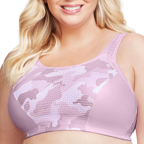 Große Größen Plusgröße Sport-BH mit variablem Halt ohne Bügel Nr. 1166, Pink Camouflage, 95H von Glamorise