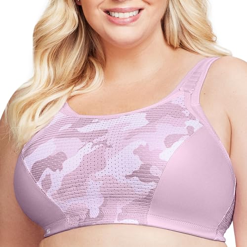 Große Größen Plusgröße Sport-BH mit variablem Halt ohne Bügel Nr. 1166, Pink Camouflage, 95E von Glamorise