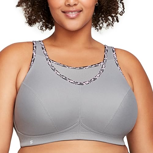Große Größen Plusgröße Bustier Sport-BH mit bestem Halt ohne Bügel Nr. 1066, Grau, 80G von Glamorise