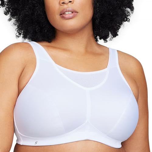 Große Größen Plusgröße Bustier Sport-BH mit bestem Halt ohne Bügel Nr. 1066, Weiss, 110I von Glamorise
