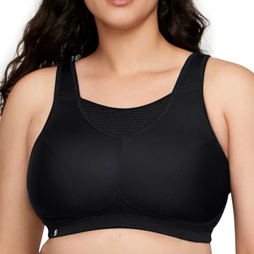 Große Größen Plusgröße Bustier Elite Sport-BH mit bestem Halt ohne Bügel Nr. 1067, Schwarz, 100G von Glamorise