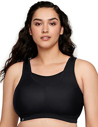 Große Größen Plusgröße Bustier Elite Sport-BH mit bestem Halt ohne Bügel Nr. 1067, Schwarz, 80D von Glamorise