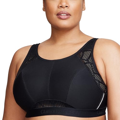 Große Größen Plusgröße Atmungsaktiver Mesh-Sport-BH ohne Bügel Nr. 1068, Schwarz, 95D von Glamorise