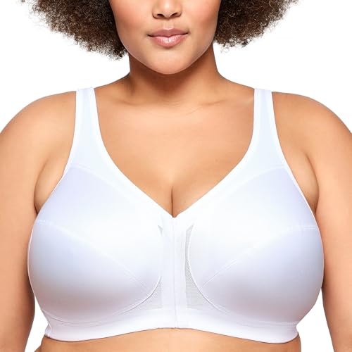 Glamorise Damen Rückenstützender MagicLift-Vorderverschluss-BH, Weiß,80G von Glamorise