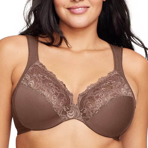 Glamorise Damen Tief Geschnittener Wonderwire Spitzen Bügel #1240 BH, Mokka, 110B von Glamorise