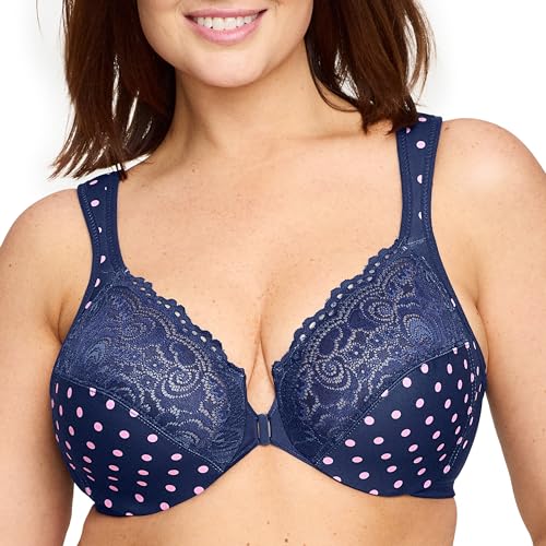 Glamorise Damen Wonderwire Bügel, vorne schließend, 1245 BH, Navy Print, 105H von Glamorise