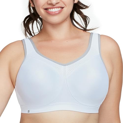 Große Größen Plusgröße Bügel-Sport-BH für hohe Belastung Nr. 9066, Weiss/Grau, 100G von Glamorise