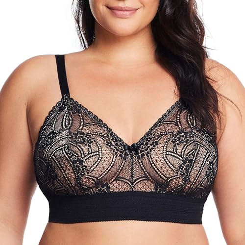Glamorise Große Größen Plusgröße Bramour Gramercy Spitzen-Bralette de Luxe ohne Bügel Nr. 7012, Schwarz, 105C von Glamorise
