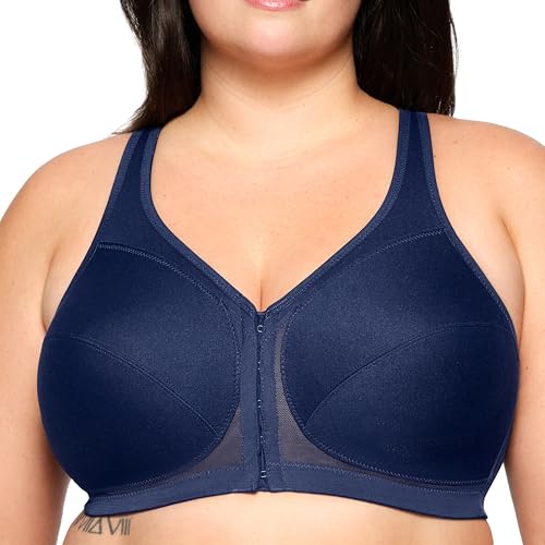 Glamorise Damen Rückenstützender MagicLift-BH Ohne Bügel #1265 Full Coverage Bra, Blau, 130C EU von Glamorise