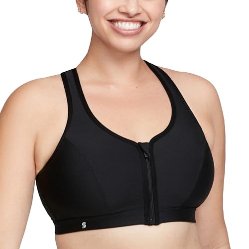 Glamorise Große Größen Plusgröße Sport-BH mit Reißverschluss vorn ohne Bügel Nr. 9266, Schwarz, 100F von Glamorise