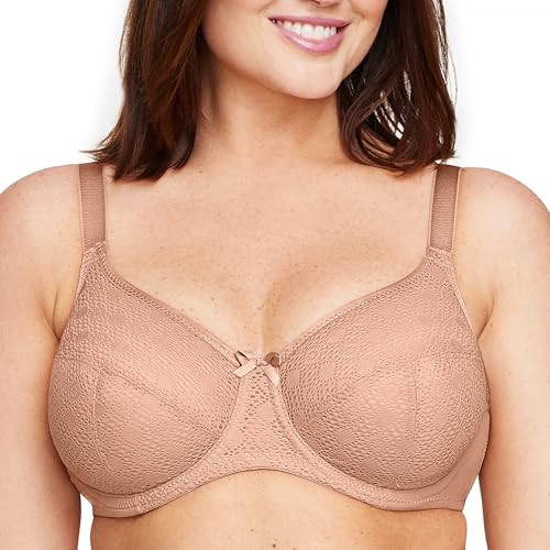 Glamorise Damen Komfort-BH Mit Spitze Bügel #9855 Full Coverage Bra, Cappuccino, 115C EU von Glamorise
