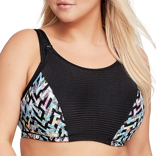 Glamorise Große Größen Plusgröße Wonderwire-Sport-BH mit variablem Halt und Bügel Nr. 9167, Schwarz/Bunt, 80C Glamorise Große Größen Plusgröße Wonderwire-Sport-BH mit variablem Halt und Bügel Nr. 9167, Schwarz/Bunt, 80C von Glamorise