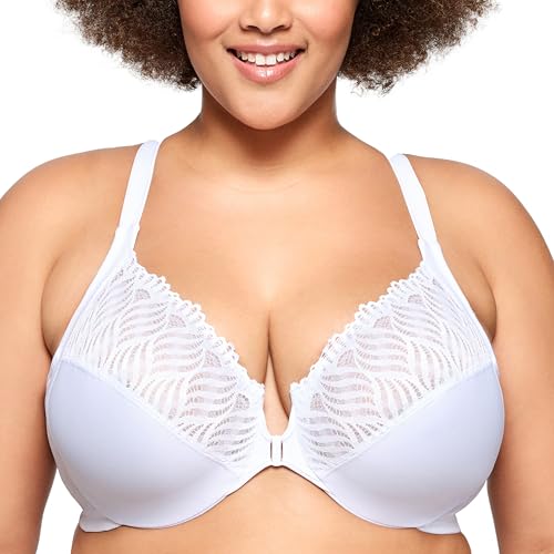 Glamorise Wonderwire-Vorderverschluss-T-Rücken-BH NR. 1285Weiß,80B von Glamorise