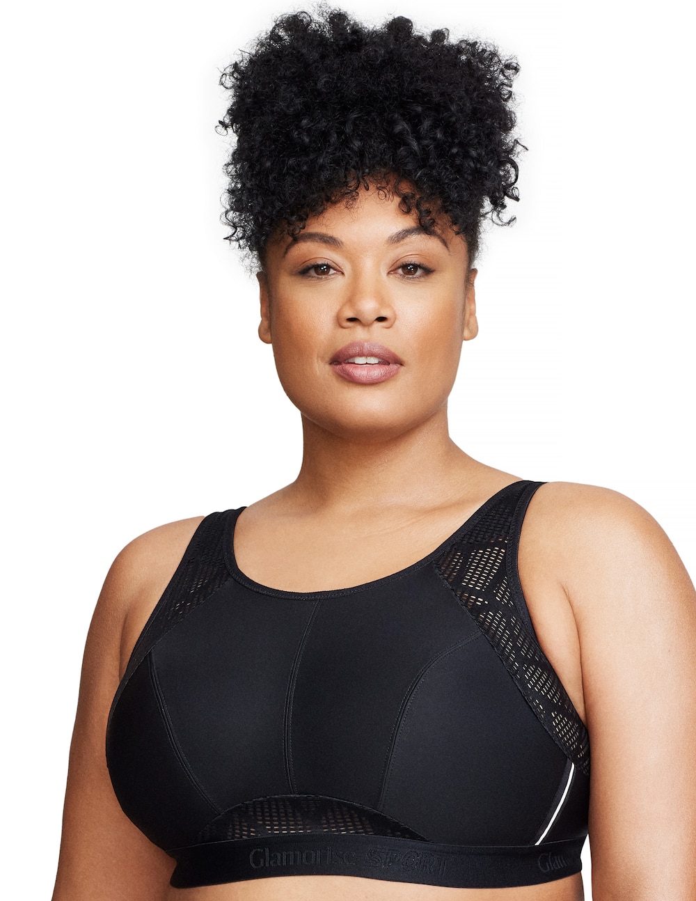 Große Größen Atmungsaktiver Mesh-Sport-BH, Damen, schwarz, Größe: 105G, Polyester/Synthetische Fasern, Happy Size DE Women von Glamorise