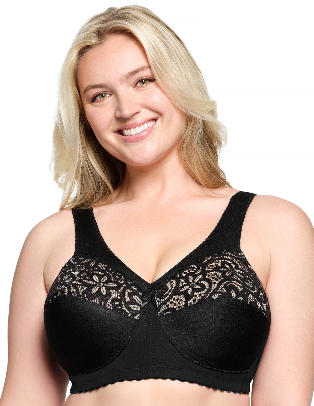 Große Größen MagicLift Baumwoll-Stütz-BH, Damen, schwarz, Größe: 85C, Baumwolle/Polyester/Synthetische Fasern, Happy Size Women von Glamorise