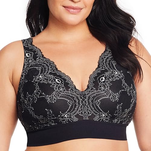 Große Größen Plusgröße Bramour Lexington Plunge-Bralette mit Spitze ohne Bügel Nr. 7013, Schwarz, 80C von Glamorise
