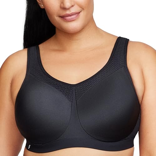 Große Größen Plusgröße Bügel-Sport-BH für hohe Belastung Nr. 9066, Schwarz, 85G von Glamorise