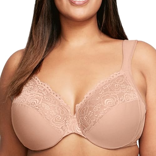 Große Größen Plusgröße Tief geschnittener WonderWire-BH mit Spitze und Bügel Nr. 1240, Cappuccino, 95D Große Größen Plusgröße Tief geschnittener WonderWire-BH mit Spitze und Bügel Nr. 1240, Cappuccino, 95D von Glamorise